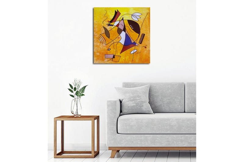 Lerretsbilde - Abstrakt komposisjon med geometriske former og dynamiske linjer - Gul / Blå / Rød - Innredning - Bilder & kunst - Lerretsbilder