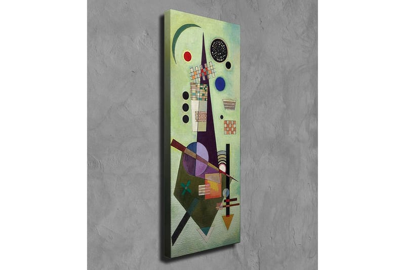 Lerretsbilde - Abstrakt komposisjon med geometriske former og fargerike sirkler - Grønn / Svart / Rød - Innredning - Bilder & kunst - Lerretsbilder