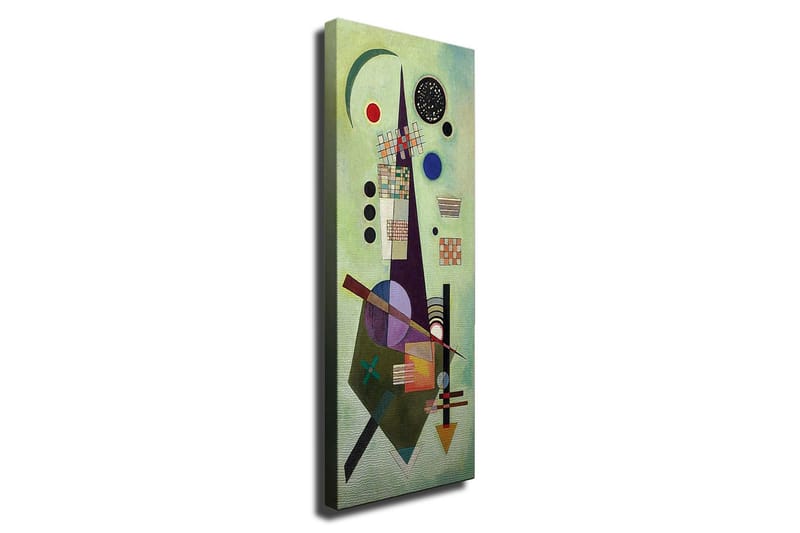 Lerretsbilde - Abstrakt komposisjon med geometriske former og fargerike sirkler - Grønn / Svart / Rød - Innredning - Bilder & kunst - Lerretsbilder