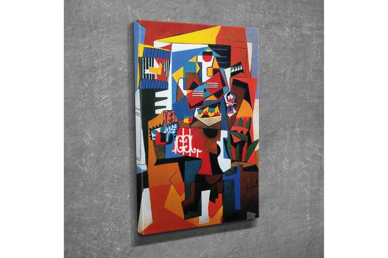 Lerretsbilde - Abstrakt komposisjon med geometriske former og sterke farger - Rød / Blå / Gul - Innredning - Bilder & kunst - Lerretsbilder