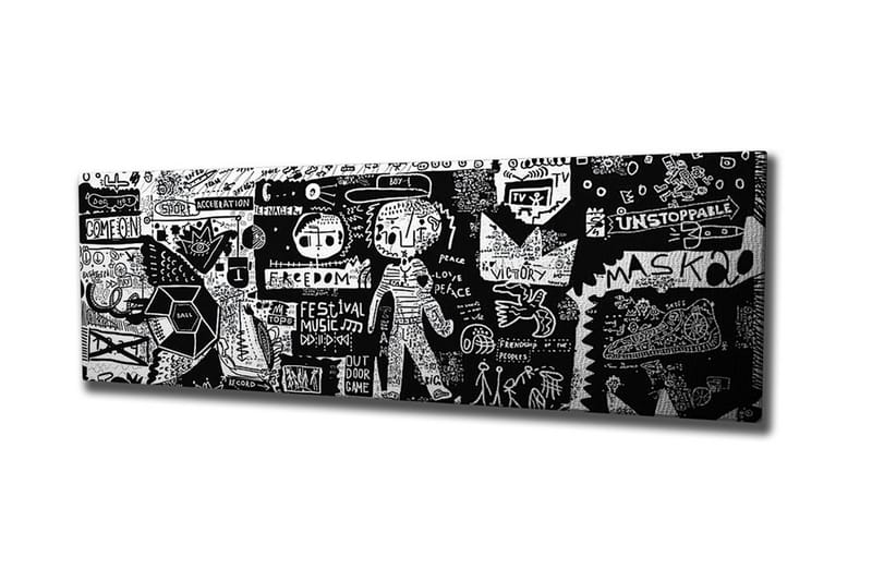Lerretsbilde - Abstrakt komposisjon med grafiske elementer og teksturer - Svart / Hvit - Innredning - Bilder & kunst - Lerretsbilder