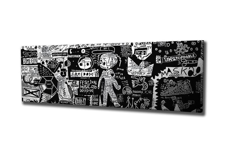 Lerretsbilde - Abstrakt komposisjon med grafiske elementer og teksturer - Svart / Hvit - Innredning - Bilder & kunst - Lerretsbilder