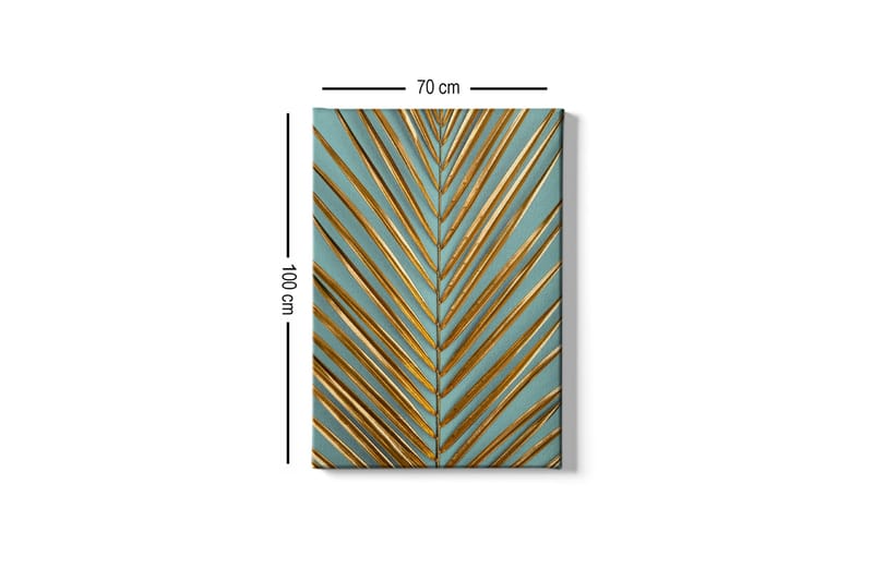 Lerretsbilde - Abstrakt komposisjon med gylne bladformer - Gull / Turkis - Innredning - Bilder & kunst - Lerretsbilder