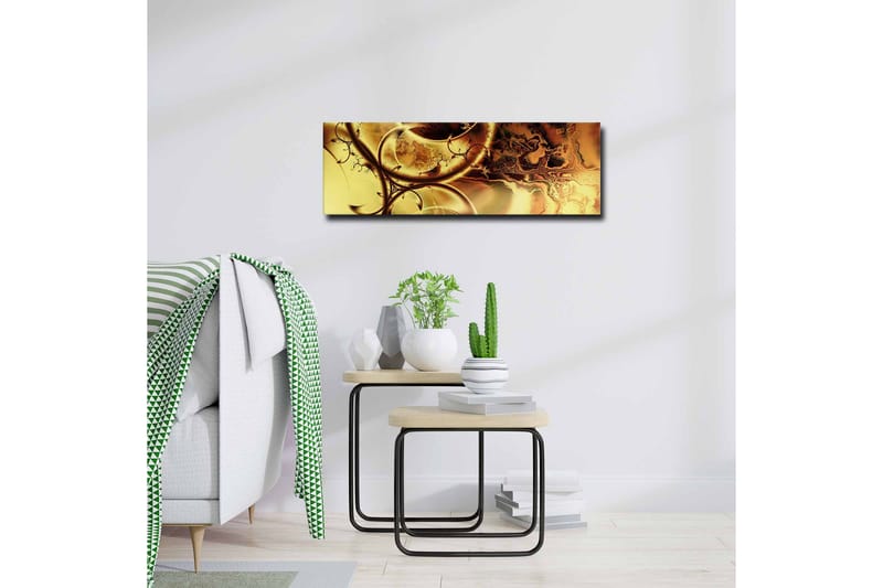 Lerretsbilde - Abstrakt komposisjon med gylne og brune mønstre - Gull / Mørk brun - Innredning - Bilder & kunst - Lerretsbilder