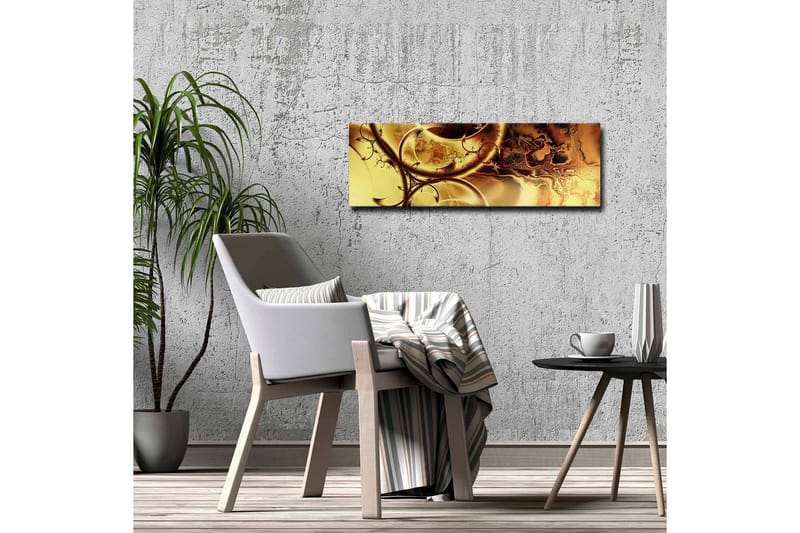 Lerretsbilde - Abstrakt komposisjon med gylne og brune mønstre - Gull / Mørk brun - Innredning - Bilder & kunst - Lerretsbilder