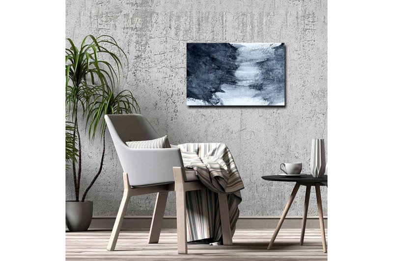 Lerretsbilde - Abstrakt komposisjon med mørke og lyse nyanser - Mørk blå / Hvit / Grå - Innredning - Bilder & kunst - Lerretsbilder