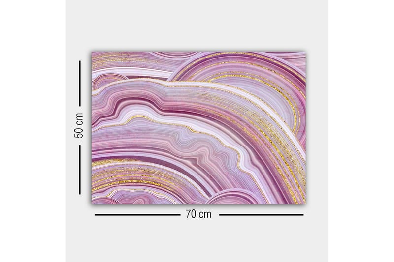 Lerretsbilde - Abstrakt komposisjon med myke, bølgete linjer i lilla toner - Lilla / Hvit / Gull - Innredning - Bilder & kunst - Lerretsbilder