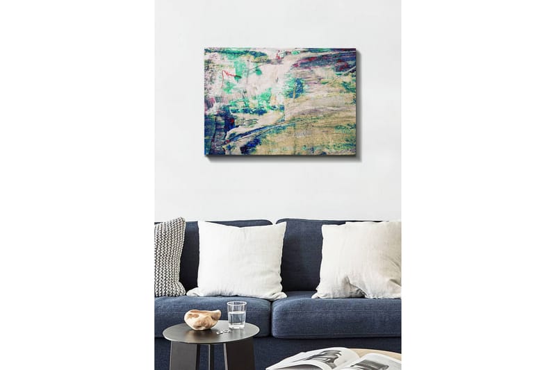 Lerretsbilde - Abstrakt komposisjon med myke fargeoverganger - Turkis / Beige / Mørk blå - Innredning - Bilder & kunst - Lerretsbilder