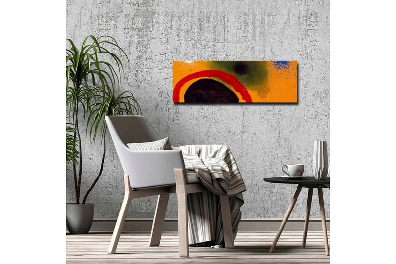 Lerretsbilde - Abstrakt komposisjon med sirkulære former og fargerike elementer - Oransje / Svart / Rød - Innredning - Bilder & kunst - Lerretsbilder