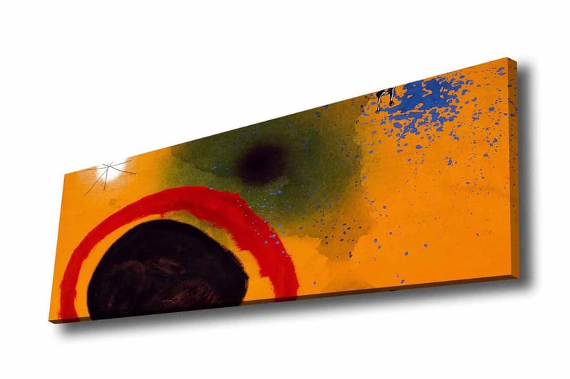 Lerretsbilde - Abstrakt komposisjon med sirkulære former og fargerike elementer - Oransje / Svart / Rød - Innredning - Bilder & kunst - Lerretsbilder