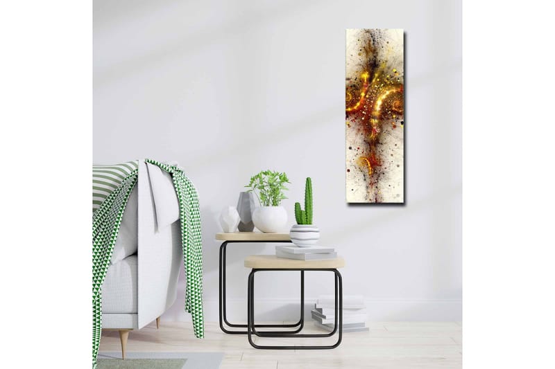 Lerretsbilde - Abstrakt komposisjon med spiraler og stjernelignende elementer - Gull / Rød / Svart - Innredning - Bilder & kunst - Lerretsbilder