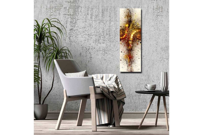 Lerretsbilde - Abstrakt komposisjon med spiraler og stjernelignende elementer - Gull / Rød / Svart - Innredning - Bilder & kunst - Lerretsbilder