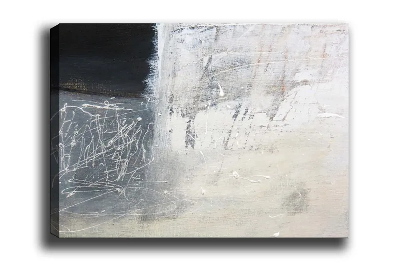 Lerretsbilde - Abstrakt komposisjon med svart-hvite elementer - Svart / Hvit / Grå - Innredning - Bilder & kunst - Lerretsbilder