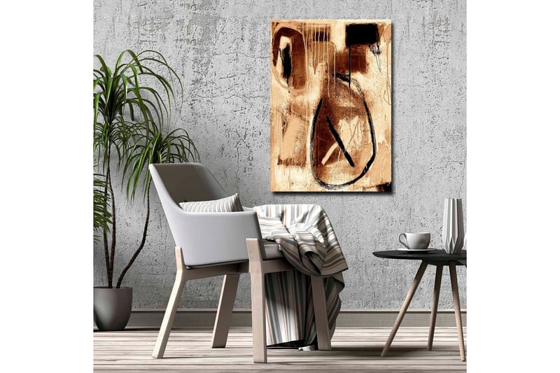 Lerretsbilde - Abstrakt komposisjon med svarte linjer og brune nyanser - Brun / Svart - Innredning - Bilder & kunst - Lerretsbilder