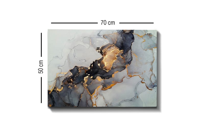 Lerretsbilde - Abstrakt komposisjon med svarte og gylne elementer - Svart / Gull / Grå - Innredning - Bilder & kunst - Lerretsbilder