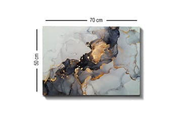 Lerretsbilde - Abstrakt komposisjon med svarte og gylne elementer - Svart / Gull / Grå - Innredning - Bilder & kunst - Lerretsbilder
