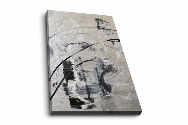 Lerretsbilde - Abstrakt komposisjon med svarte og hvite linjer, Svart / Hvit / Grå