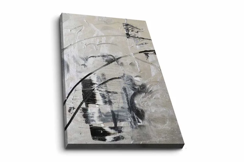 Lerretsbilde - Abstrakt komposisjon med svarte og hvite linjer - Svart / Hvit / Grå - Innredning - Bilder & kunst - Lerretsbilder