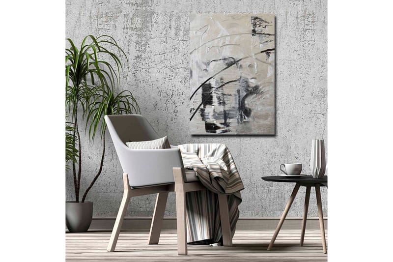 Lerretsbilde - Abstrakt komposisjon med svarte og hvite linjer - Svart / Hvit / Grå - Innredning - Bilder & kunst - Lerretsbilder