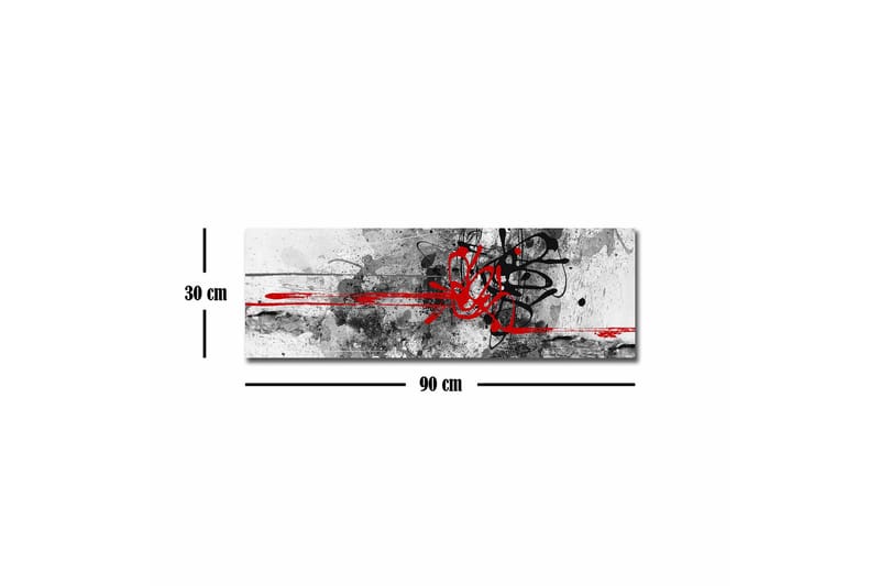 Lerretsbilde - Abstrakt komposisjon med svarte og røde linjer - Rød / Svart / Grå - Innredning - Bilder & kunst - Lerretsbilder