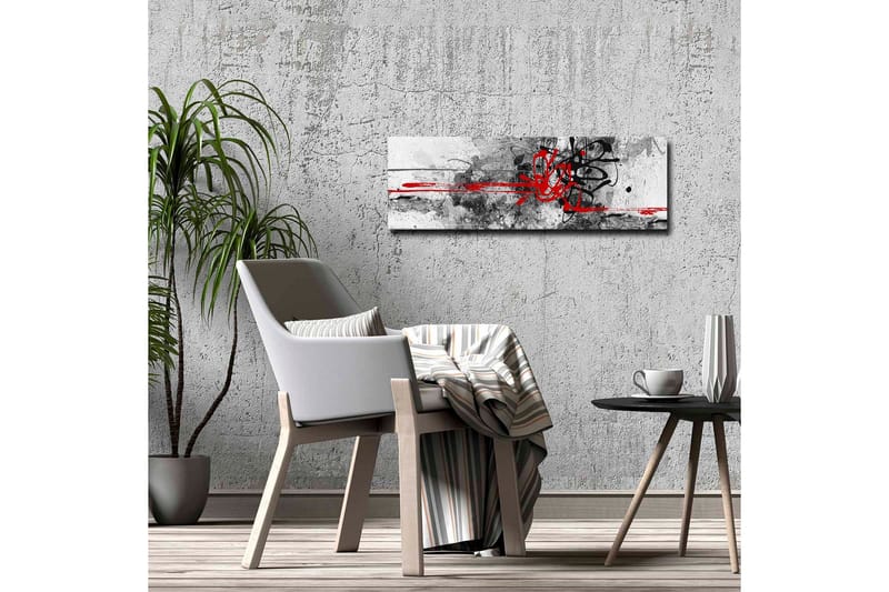 Lerretsbilde - Abstrakt komposisjon med svarte og røde linjer - Rød / Svart / Grå - Innredning - Bilder & kunst - Lerretsbilder