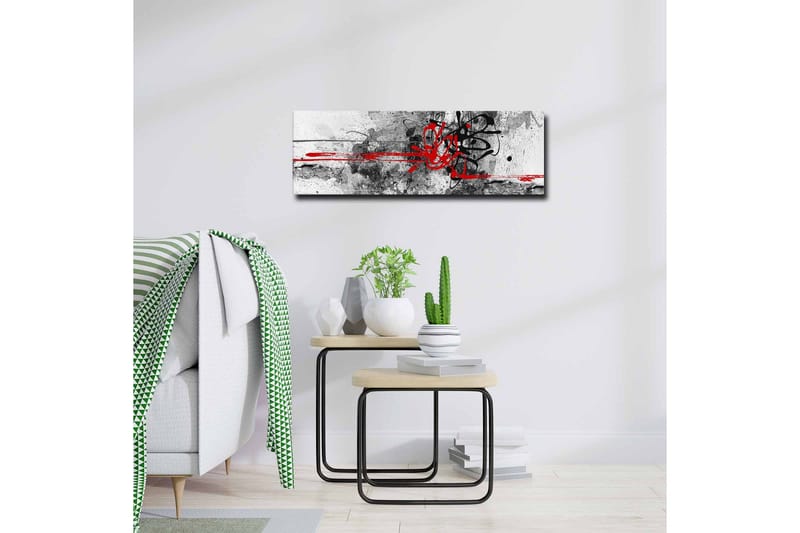 Lerretsbilde - Abstrakt komposisjon med svarte og røde linjer - Rød / Svart / Grå - Innredning - Bilder & kunst - Lerretsbilder