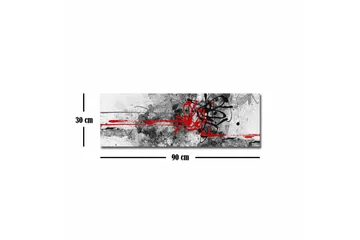 Lerretsbilde - Abstrakt komposisjon med svarte og røde linjer - Rød / Svart / Grå - Innredning - Bilder & kunst - Lerretsbilder