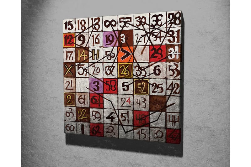 Lerretsbilde - Abstrakt komposisjon med tall og linjer - Rød / Brun / Hvit - Innredning - Bilder & kunst - Lerretsbilder