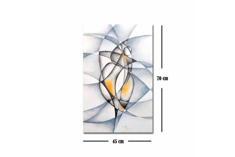 Lerretsbilde - Abstrakt komposisjon med to stiliserte figurer som samhandler - Svart / Grå / Oransje - Innredning - Bilder & kunst - Lerretsbilder