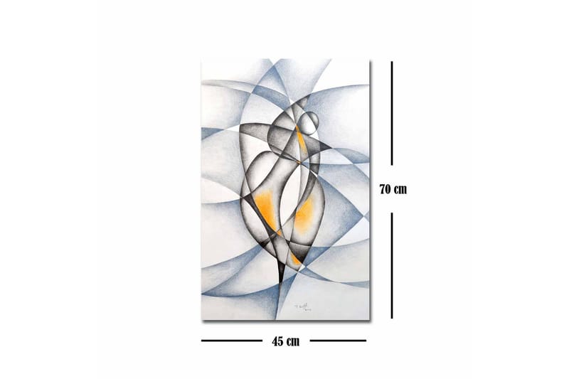 Lerretsbilde - Abstrakt komposisjon med to stiliserte figurer som samhandler - Svart / Grå / Oransje - Innredning - Bilder & kunst - Lerretsbilder