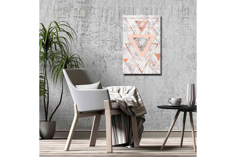 Lerretsbilde - Abstrakt komposisjon med trekanter i forskjellige nyanser, Marmor Hvit / Kobber / Grå