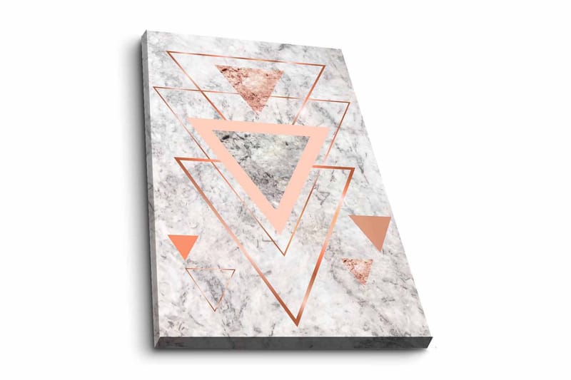Lerretsbilde - Abstrakt komposisjon med trekanter i forskjellige nyanser - Marmor Hvit / Kobber / Grå - Innredning - Bilder & kunst - Lerretsbilder