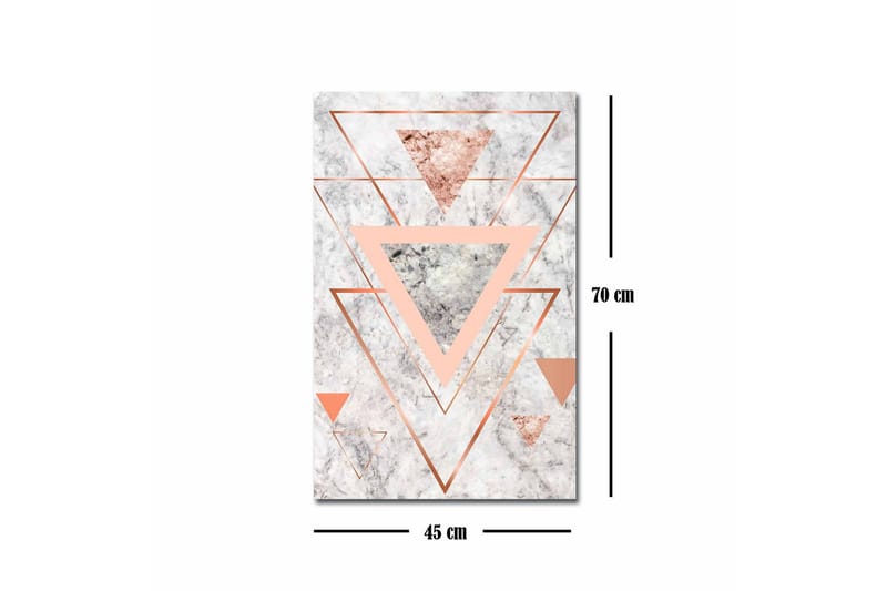 Lerretsbilde - Abstrakt komposisjon med trekanter i forskjellige nyanser - Marmor Hvit / Kobber / Grå - Innredning - Bilder & kunst - Lerretsbilder