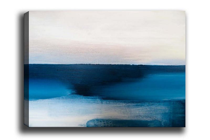 Lerretsbilde - Abstrakt landskap med blånyanser, Mørk blå / Lys blå / Hvit