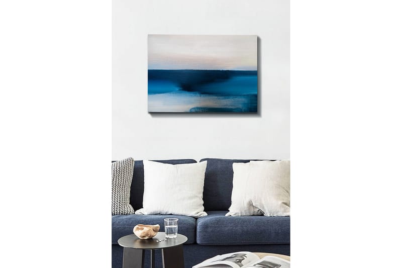 Lerretsbilde - Abstrakt landskap med blånyanser - Mørk blå / Lys blå / Hvit - Innredning - Bilder & kunst - Lerretsbilder