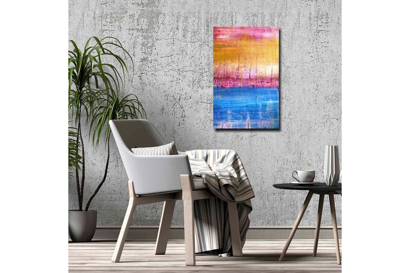 Lerretsbilde - Abstrakt landskap med fargeoverganger i himmelske toner - Gull / Rosa / Blå - Innredning - Bilder & kunst - Lerretsbilder
