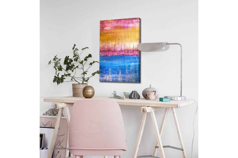 Lerretsbilde - Abstrakt landskap med fargeoverganger i himmelske toner - Gull / Rosa / Blå - Innredning - Bilder & kunst - Lerretsbilder