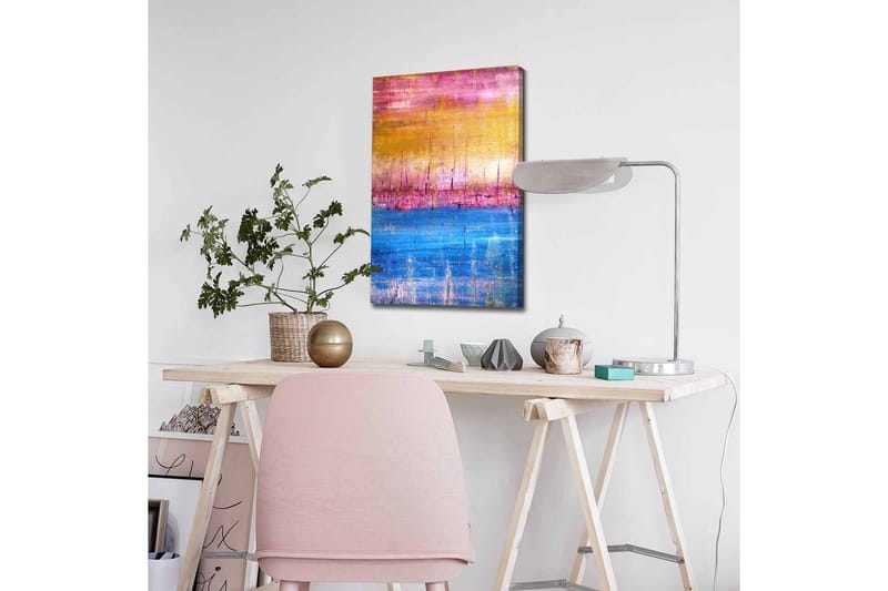 Lerretsbilde - Abstrakt landskap med fargeoverganger i himmelske toner - Gull / Rosa / Blå - Innredning - Bilder & kunst - Lerretsbilder
