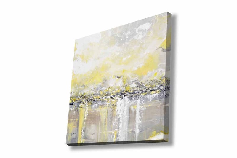 Lerretsbilde - Abstrakt landskap med lyse nyanser av gult og grått, Gul / Grå