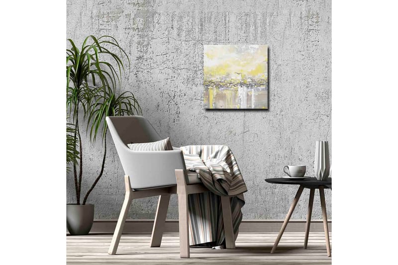Lerretsbilde - Abstrakt landskap med lyse nyanser av gult og grått - Gul / Grå - Innredning - Bilder & kunst - Lerretsbilder