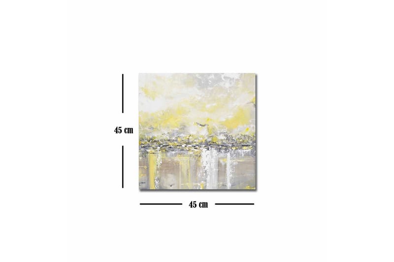 Lerretsbilde - Abstrakt landskap med lyse nyanser av gult og grått - Gul / Grå - Innredning - Bilder & kunst - Lerretsbilder