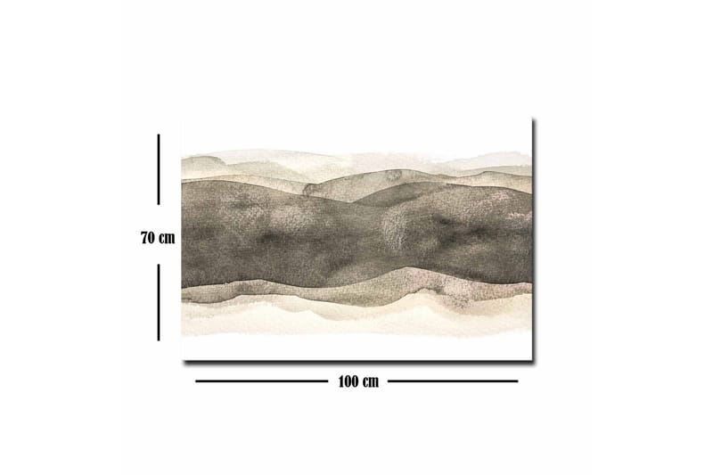 Lerretsbilde - Abstrakt landskap med myke, bølgete former - Grå / Beige / Hvit - Innredning - Bilder & kunst - Lerretsbilder