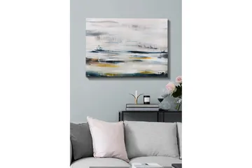 Lerretsbilde - Abstrakt landskap med myke fargeoverganger - Blå / Grå / Gul - Innredning - Bilder & kunst - Lerretsbilder