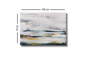 Lerretsbilde - Abstrakt landskap med myke fargeoverganger - Blå / Grå / Gul - Innredning - Bilder & kunst - Lerretsbilder
