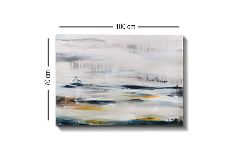 Lerretsbilde - Abstrakt landskap med myke fargeoverganger - Blå / Grå / Gul - Innredning - Bilder & kunst - Lerretsbilder