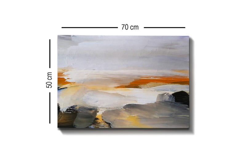 Lerretsbilde - Abstrakt landskap med myke fargeoverganger - Grå / Oransje / Hvit - Innredning - Bilder & kunst - Lerretsbilder