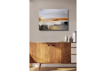 Lerretsbilde - Abstrakt landskap med myke fargeoverganger - Grå / Oransje / Hvit - Innredning - Bilder & kunst - Lerretsbilder