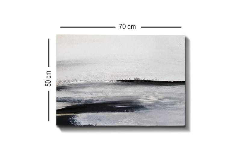 Lerretsbilde - Abstrakt landskap med myke linjer og gråtoner - Hvit / Svart / Grå - Innredning - Bilder & kunst - Lerretsbilder