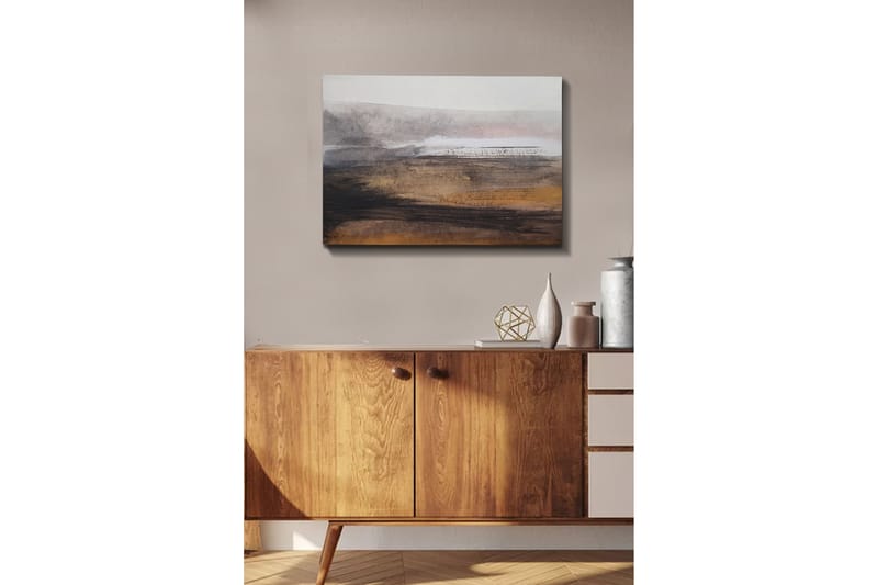 Lerretsbilde - Abstrakt landskap med myke overganger mellom jordfarger og gråtoner - Grå / Brun / Beige - Innredning - Bilder & kunst - Lerretsbilder
