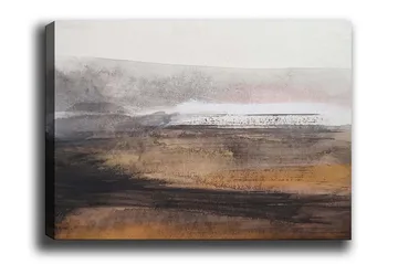 Lerretsbilde - Abstrakt landskap med myke overganger mellom jordfarger og gråtoner - Grå / Brun / Beige - Innredning - Bilder & kunst - Lerretsbilder